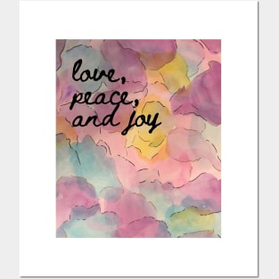 Watercolor Love, Peace and Joy Posters and Art